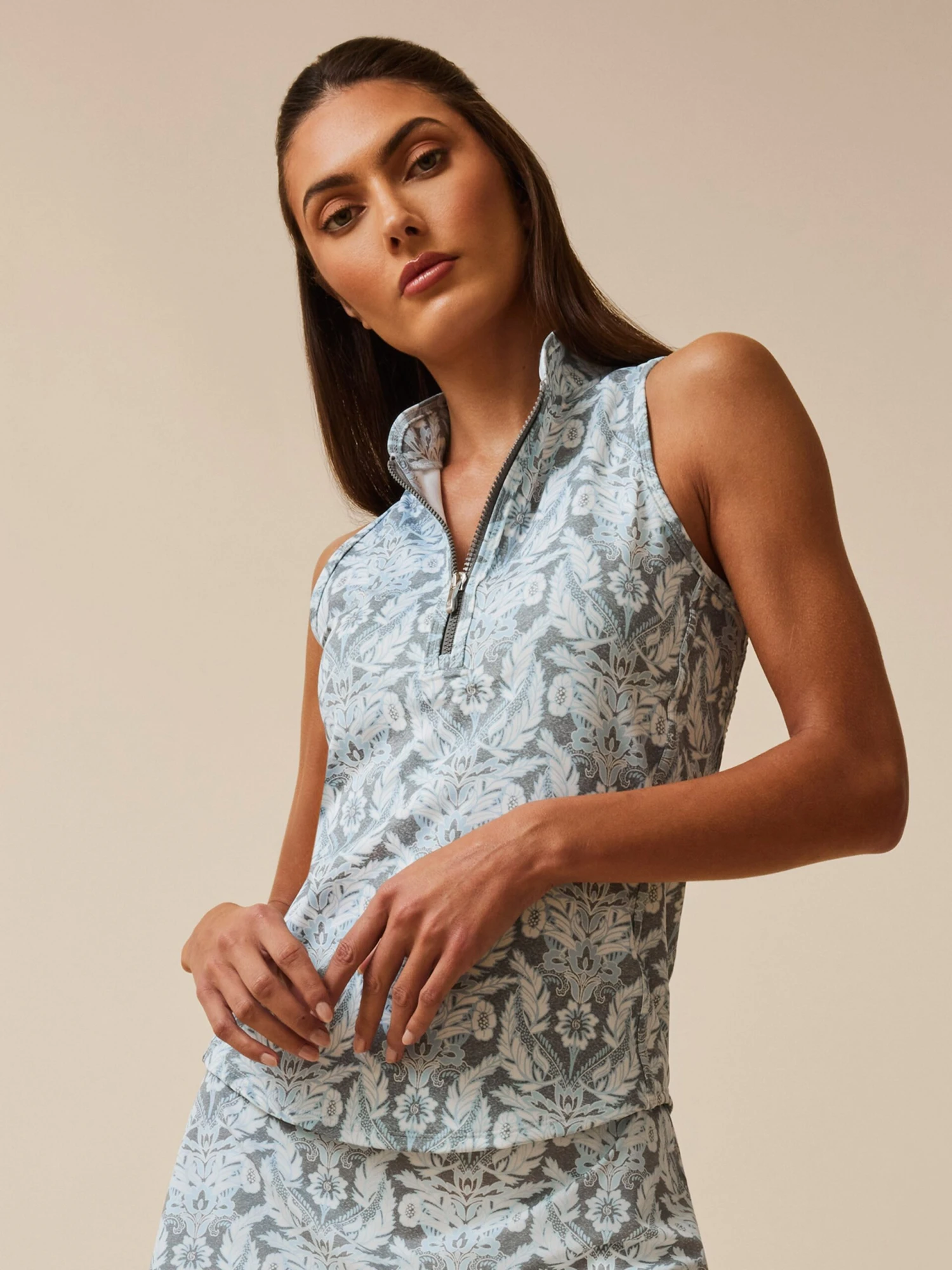 Snow Bird Sleeveless Vesta Mock Neck Top 3 Snow Bird Sleeveless Vesta Mock Neck Top