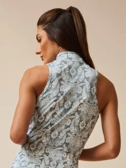 Snow Bird Sleeveless Vesta Mock Neck Top 8 Snow Bird Sleeveless Vesta Mock Neck Top -Greyson Sales Store LSP24K12A 486 0328 BACK