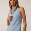Sleeveless Vesta Mock Neck Top