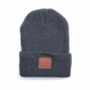 Greyson Leather Patch Beanie -Greyson Sales Store LeatherPatchBeanie DarkGreyHeather